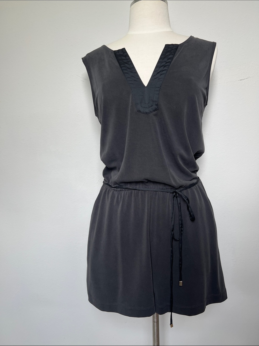 White House Black Market Black Sleeveless V-Neck Romper